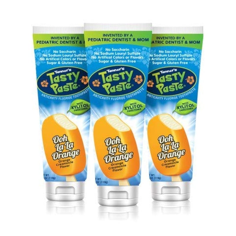 Tanner's Tasty Paste Ooh La La Orange - Anticavity Fluoride Children? Toothpaste/Great Tasting  Safe  and Effective Vanilla Flavored Toothpaste for Kids (3-Pack) - Image 1